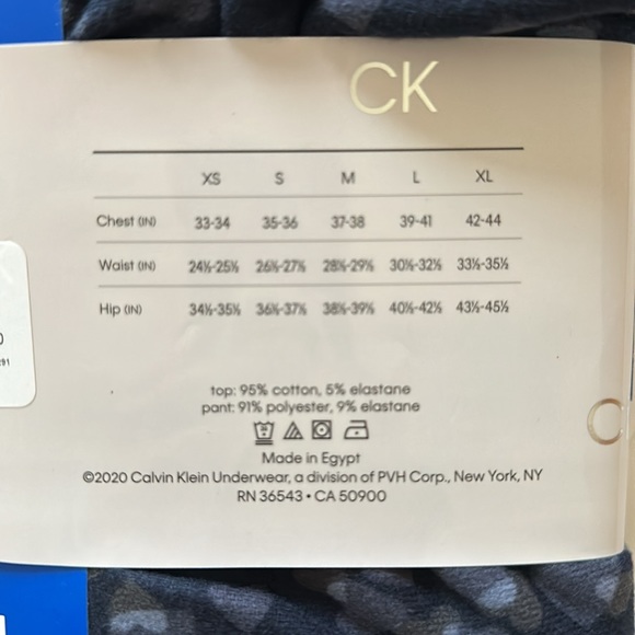 Calvin Klein Women’s Pants Crew Neck Heart Blue Pajama Set Nwt - Picture 4 of 6